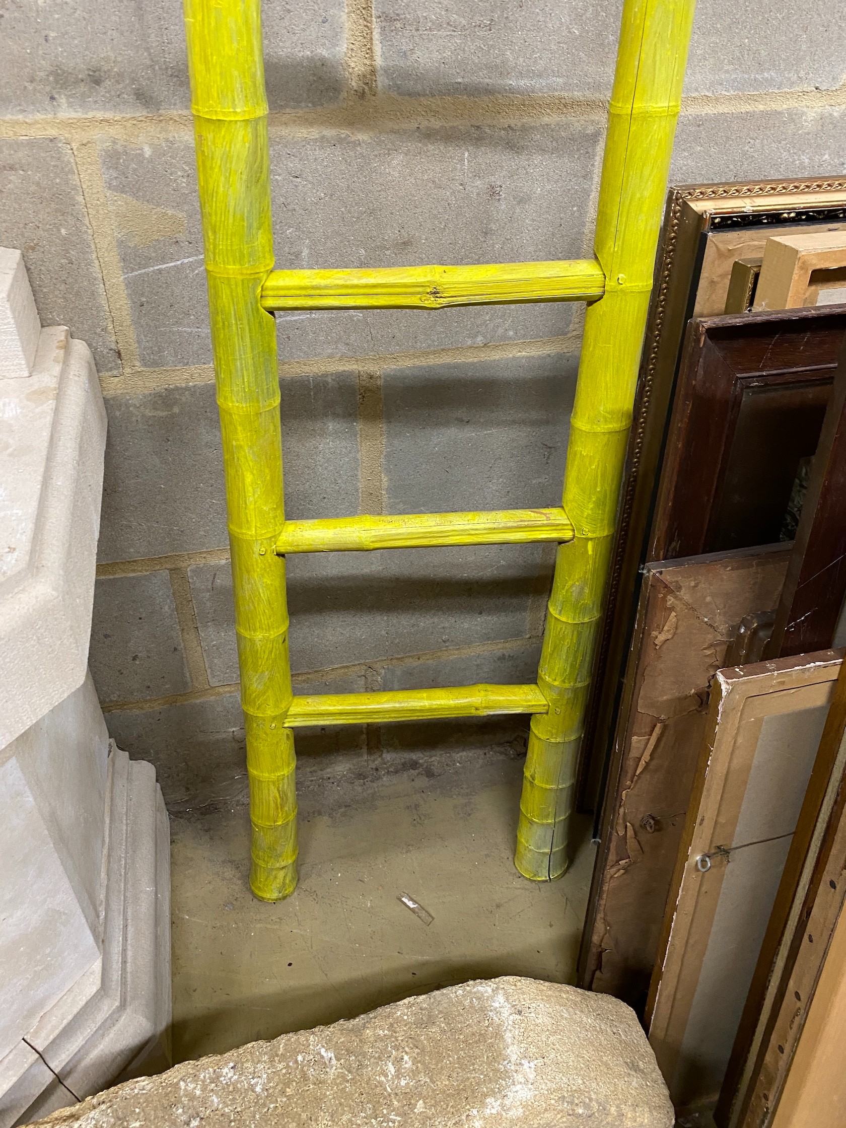 A painted bamboo ladder, height 201cm